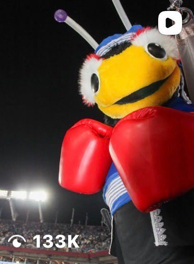 ThunderBug mascot wearing boxing gloves under stadium lights — Tampa Bay Lightning Stadium Series content