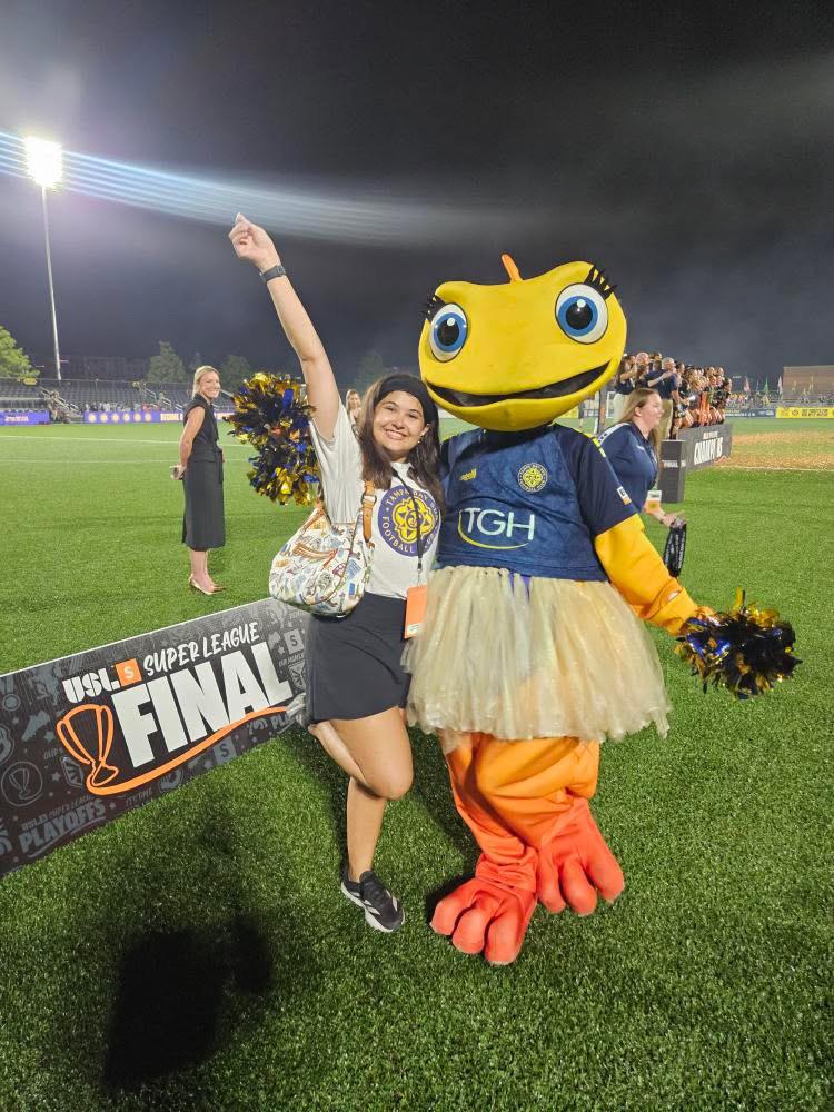 Solé mascot at the USL Championship game — team mascot coverage at a championship match