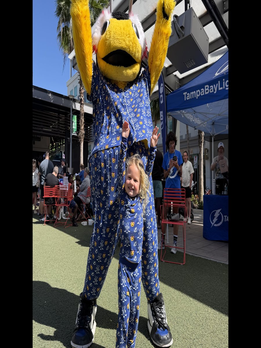 ThunderBug mascots in Lightning-branded pajamas at an outdoor fan event — general ThunderBug channel content